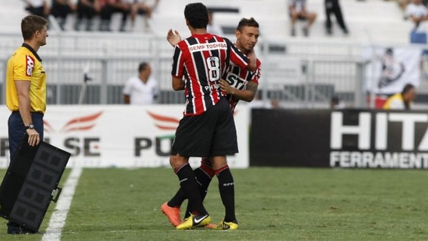 Ganso e Cañete São Paulo x Ponte Preta (Foto: Rubens Chiri / saopaulofc.net)