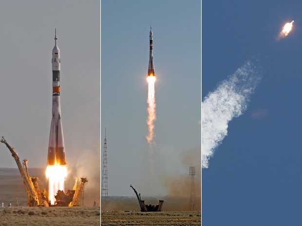 Soyuz decola em direção à Estação Espacial Internacional. (Foto: Mikhail Metzel / AP Photo)