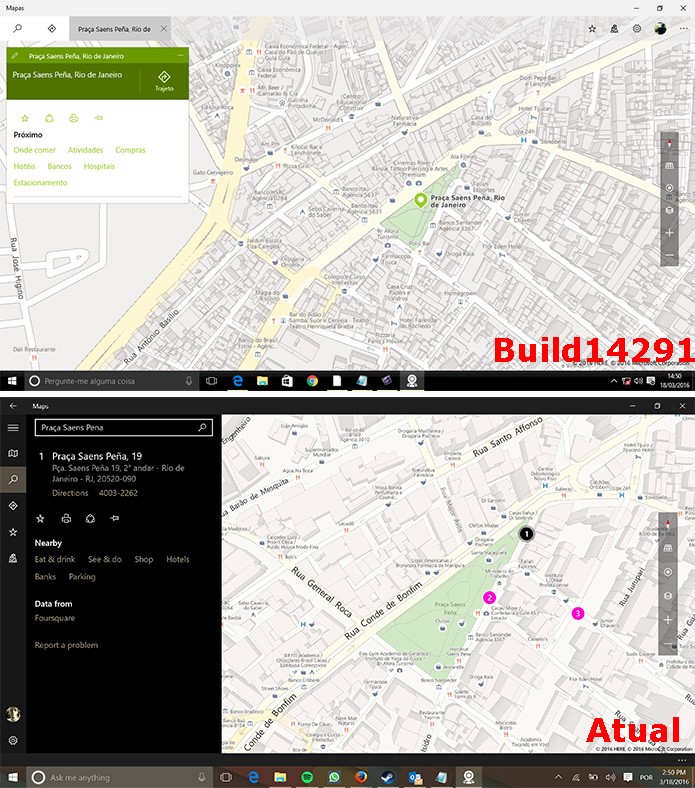 Mapas do Windows 10 ganharam nova interface (Foto: Reprodução/Elson de Souza)