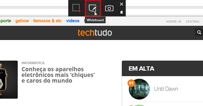 Abra a função Whiteboard para desenhar (Foto: Reprodução/Paulo Alves)