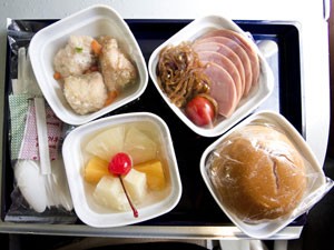 Comida do voo da Air Koryo (Foto: Arquivo pessoal)