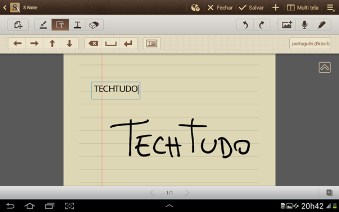 O Galaxy Note 10.1 reconhece o texto digitado à mão e "digita" (Foto: TechTudo) O Galaxy Note 10.1 reconhece o texto digitado à mão e "digita" (Foto: TechTudo)