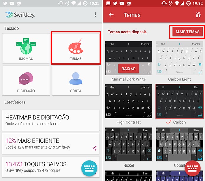SwiftKey para Andorid pode ter temas e pacotes baixados gratuitamente (Foto: Reprodução/Elson de Souza)