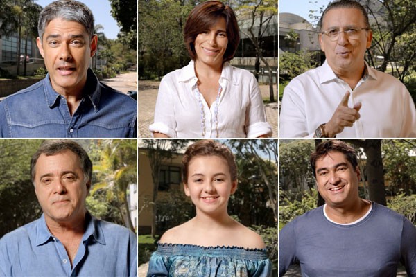 William Bonner, Glória Pires, Galvão Bueno, Tony Ramos, Klara Castanho e Zeca Camargo estrelam teasers (Foto: Reprodução/ TV Globo)