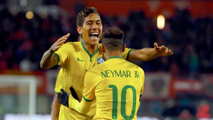 Firmino comemora gol do Brasil contra a Austria (Foto: Agência Reutes)