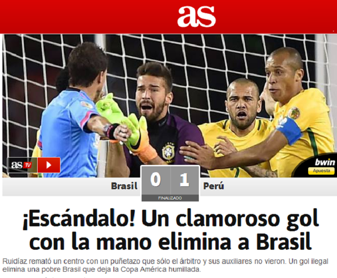Jornal Brasil x Peru (Foto: Reprodução)