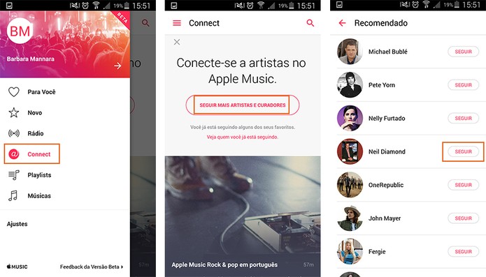 Escolha quais artistas seguir na ferramenta do Apple Music (Foto: Reprodução/Barbara Mannara)