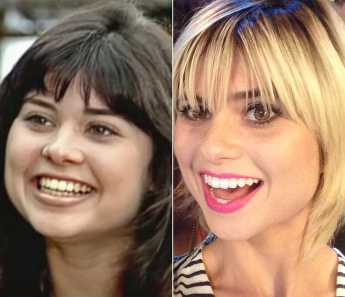 Antes e depois! À esquerda, Julianne Trevisol na fase morena e, à direita, como a Lu de 'Totalmente Demais' (Foto: Vídeo Show / TV Globo)