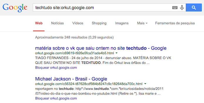 Realizando pesquisa no arquivo do Orkut (Foto: Reprodução/Helito Bijora)