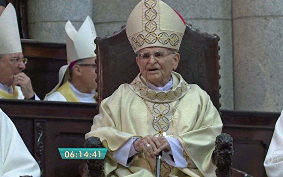 D. Paulo Evaristo Arns está com 95 anos e completou 50 anos de bispado (Foto: TV Globo/Divulgação)