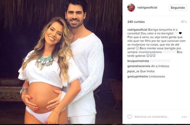 Rodrigão fala sobre barrigão de Adriana Santanna e relembra gravidez da mulher (Foto: Reprodução/Instagram)
