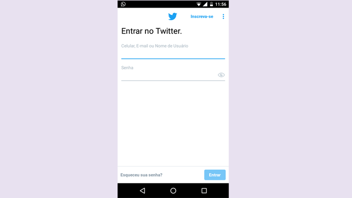 Login no Twitter precisa de nome de usuário e senha (Foto: Reprodução/Twitter)