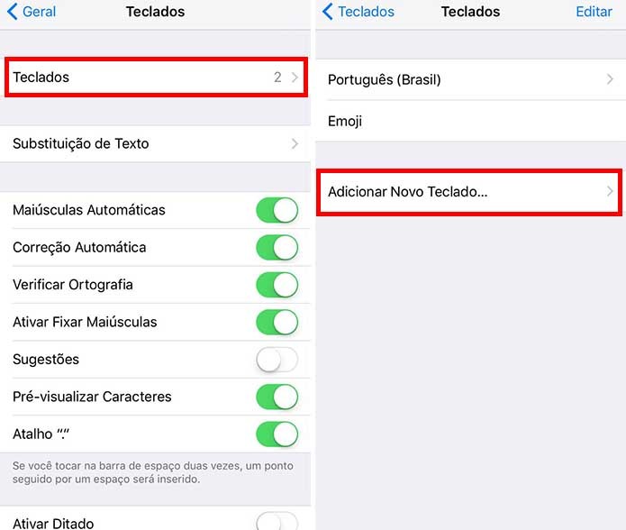 Adicione um novo teclado (Foto: Reprodução/Paulo Alves)