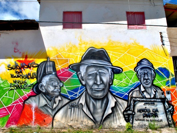 Grafiteiro homenageia soldados da borracha em Rio Branco (Foto: Agnes Cavalcante/Arquivo Pessoal)