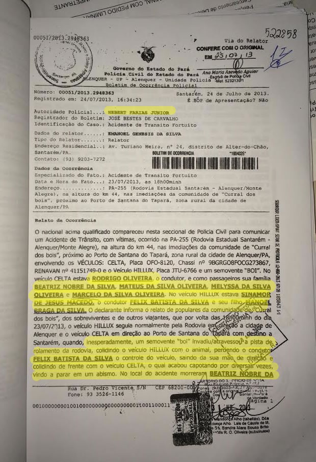 Boletim de Ocorrência falsificado pelo suspeito (Foto: Divulgação/Polícia Civil de Santarém)