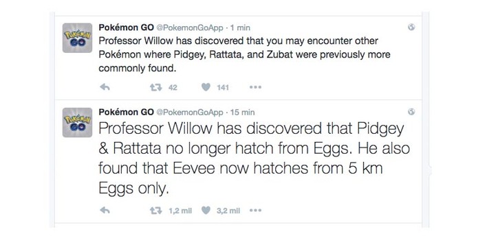 Pokémon Go anunciou as mudanças como descobertas do Professor Willow (Foto: Reprodução/Twitter)