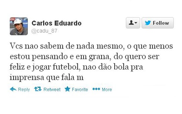 Twitter do Carlos Eduardo (Foto: Reprodução / Twitter)