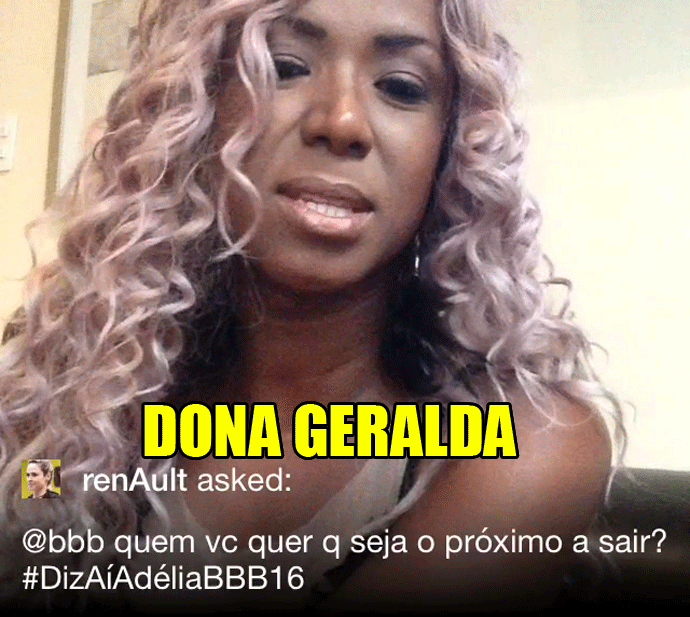 Adélia declara torcida para eliminação de Dona Geralda (Foto: Reprodução )