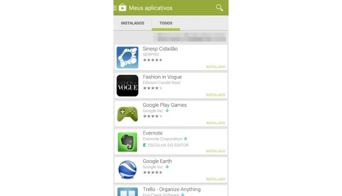 Lista dos apps baixados na Play Store (Foto: Reprodução/Lívia Dâmaso)