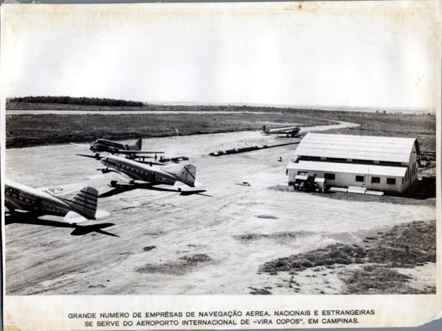 Aviões no Aeroporto de Viracopos (Foto: Biblioteca municipal/ Acervo MIS Campinas)