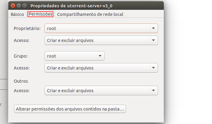 Modificando as permissões da pasta do uTorrent (Foto: Reprodução/Edivaldo Brito)