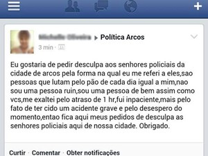 jovem detida Arcos Polícia Militar policias xingamentos ofensas rede social Facebook (Foto: Portal Arcos/ Divulgação)