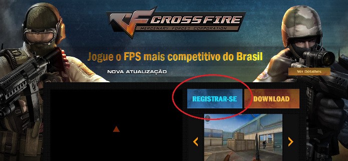 Entre no site e clique em Registrar-se (Foto: Reprodução / João Moura)