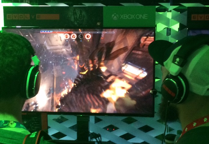 Evolve traz modo multiplayer divertido e com novidades na E3 2014 (Foto: Monique Mansur/ TechTudo) Evolve traz modo multiplayer divertido e com novidades na E3 2014 (Foto: Monique Mansur/ TechTudo)