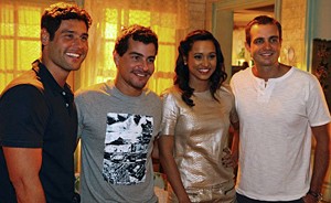 Quarteto deixa o medo de lado e se joga no mundo dos pilotos da Aeronáutica (Flor do Caribe/TV Globo)