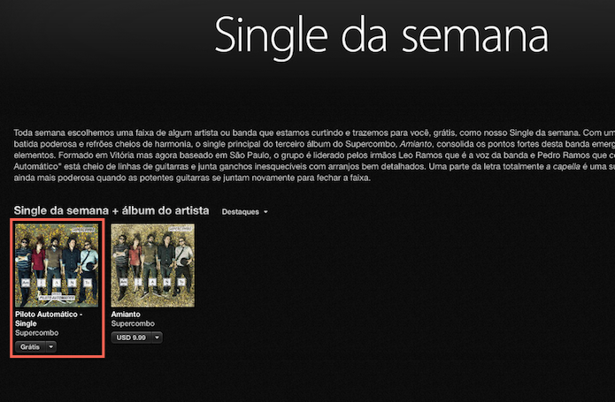 Encontrado conteúdos musicais gratuitos na iTunes Store (Foto: Reprodução/Marvin Costa)