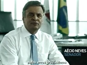 Presidente do PSDB, senador Aécio Neves (MG), durante programa de propaganda partidária na TV (Foto: Reprodução)