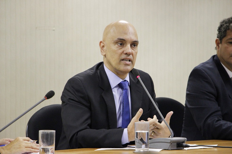 O ministro da Justiça, Alexandre de Moraes, durante evento em Brasília sobre o combate ao trabalho escravo (Foto: Alvaro Costa/TV Globo)