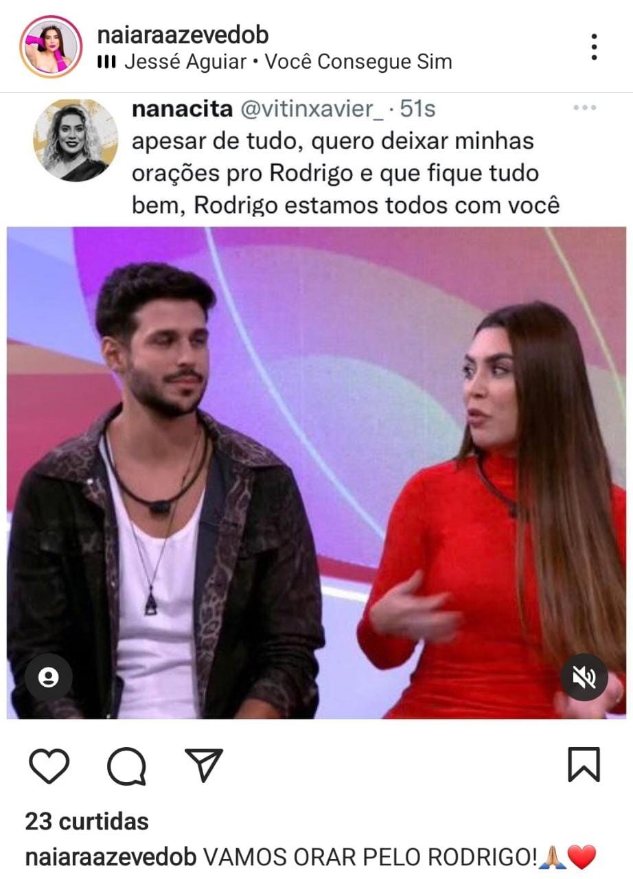 Naiara Azevedo pede orações a Rodrigo Mussi (Foto: Reprodução/Instagram)