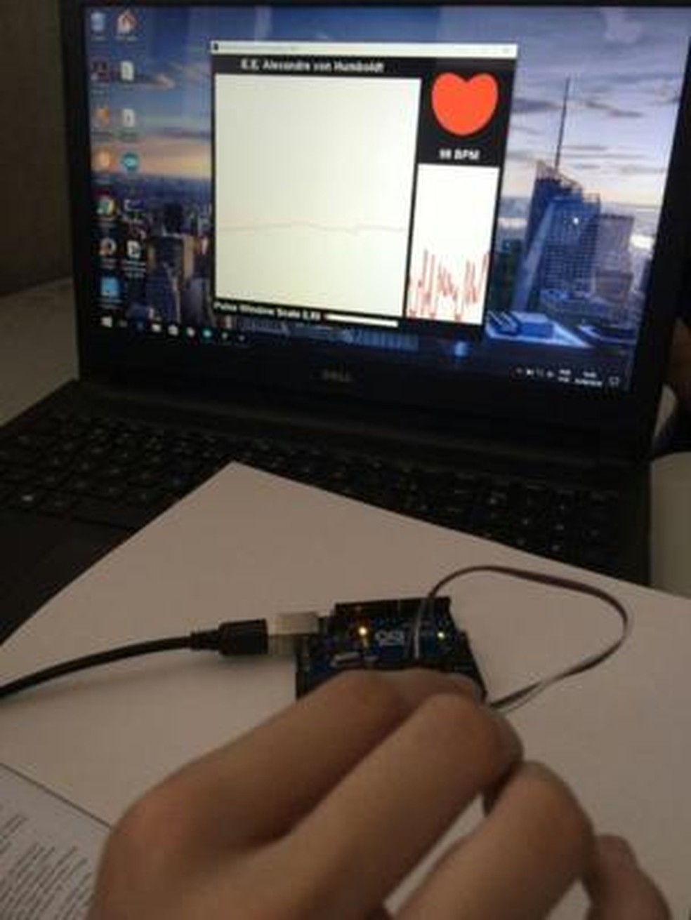 Monitor criado por Nathália identifica alteração em batimentos cardíacos durante episódio de sonambulismo  (Foto: Arquivo Pessoal)