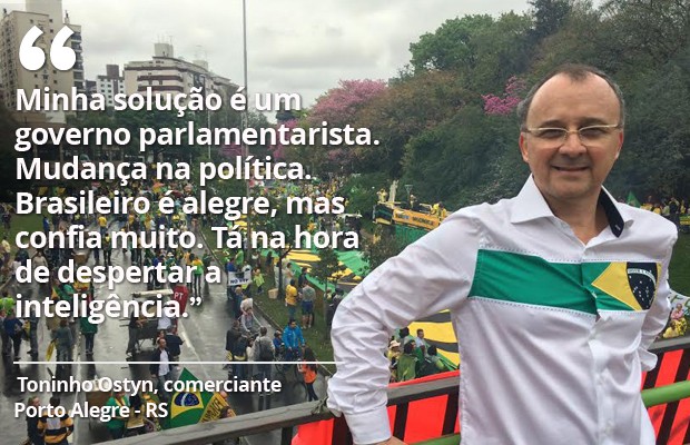 Opinio de manifestante em 16 de agosto (Foto: G1)