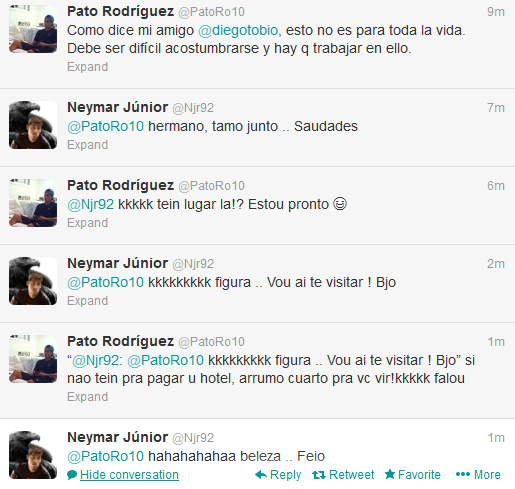 Neymar e Patito Rodriguez - Twitter (Foto: Reprodução/Twitter)