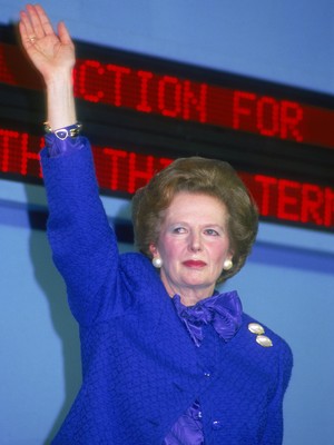 Em 1987, Margaret Thatcher discursa em evento do Partido Conservador britânico em Blackpool (Foto: Getty Images)