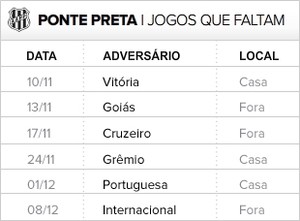 Ponte Preta Jogos que Faltam Brasileiro 2013 (Foto: Editoria de Arte)