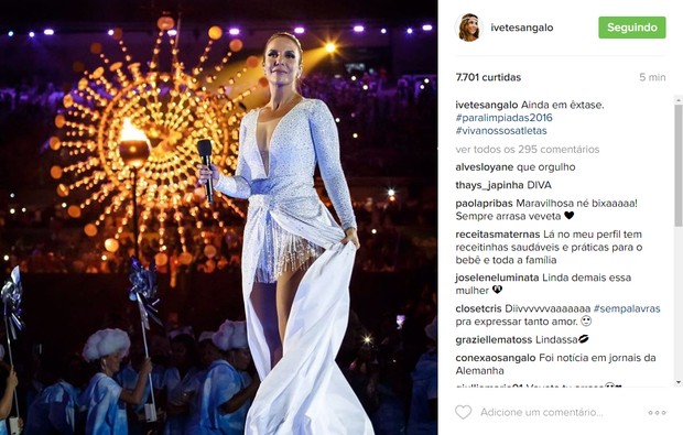 Ivete Sangalo relembra sua apresentação durante cerimônia de encerramento da Paralimpíada Rio 2016 em post na web (Foto: Reprodução)