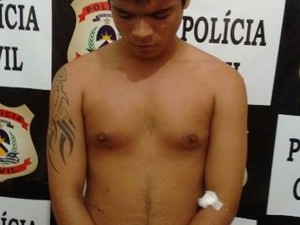Marcos Vinicius Pimentel foi preso por ser o principal suspeito de assassinar o pai a golpes de facão (Foto: Dilvulgação/SSP-TO)