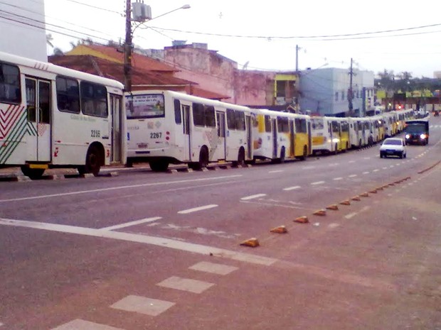 Frota parou 100% no início da manhã desta terça-feira (29) (Foto: Tácita Muniz/G1)