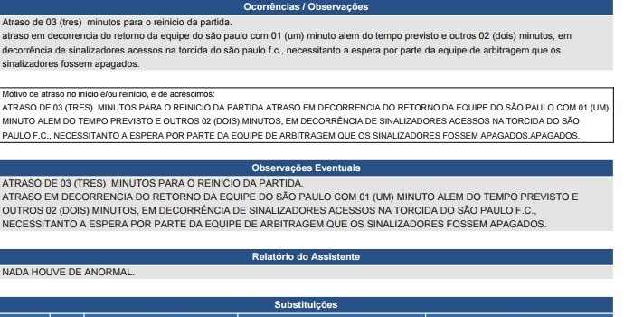 Árbitro Marcelo de Lima Henrique relata atraso no reinício do jogo por sinalizadores na torcida do São Paulo (Foto: Reprodução)