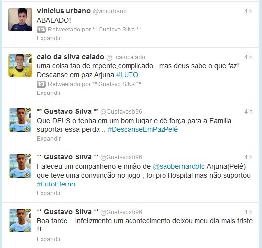 Jogadores do São Bernardo lamentam morte de companheiro (Foto: Reprodução da Internet) Jogadores do São Bernardo lamentam morte de companheiro (Foto: Reprodução da Internet)