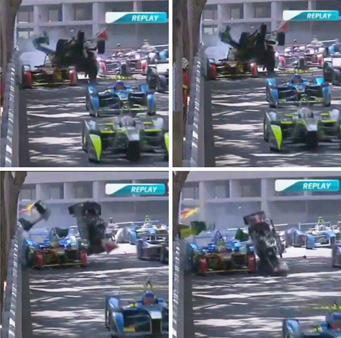 Bruno Senna decola em acidente no ePrix de Mônaco da Fórmula E (Foto: Reprodução)