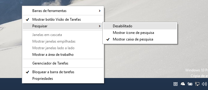 Acesse o menu de contexto da barra de tarefas (Foto: Reprodução/Helito Bijora) 