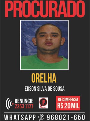 Cartaz do Portal dos Procurados mostra recompensa por informações sobre Orelha (Foto: Portal dos Procurados/Reprodução)