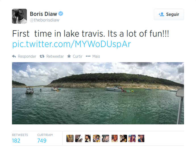 Tweet de Boris Diaw fez grupo de mulheres que particpava de despedida de solteira o encontrá-lo (Foto: Reprodução/Twitter)