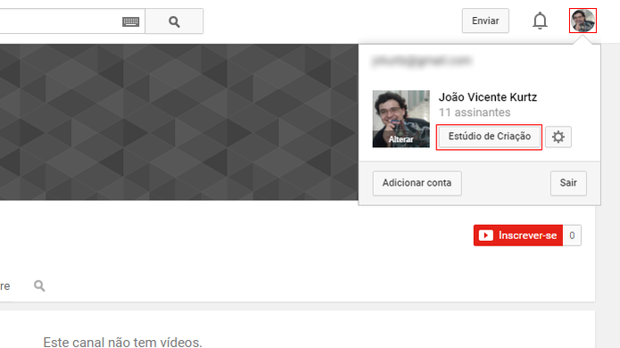 Estúdio pode ser acessado em qualquer página do YouTube (Foto: Reprodução/João Kurtz) Estúdio pode ser acessado em qualquer página do YouTube (Foto: Reprodução/João Kurtz)
