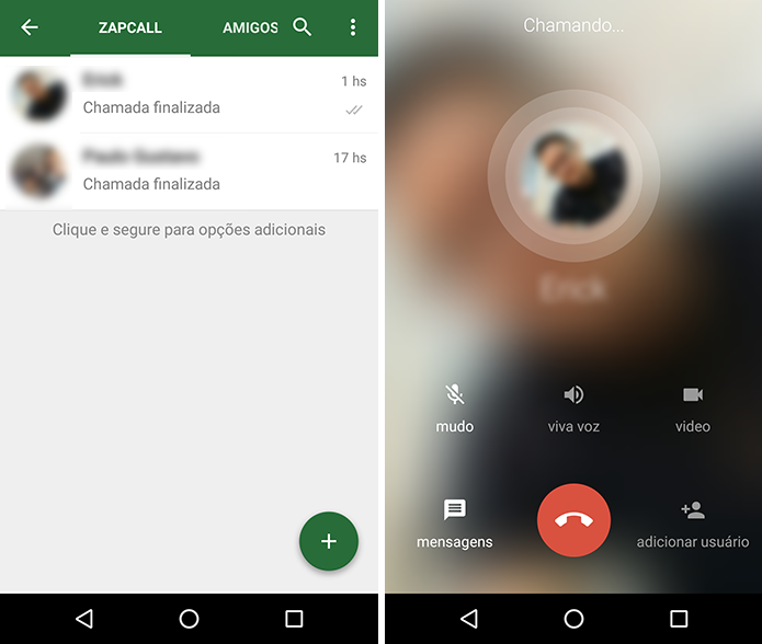 ZapZap tem ligações de voz gratuitas (Foto: Reprodução/Paulo Alves)