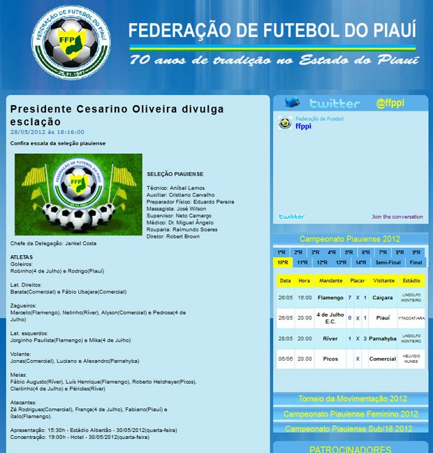Federação de Futebol do Piauí reprodução escalação (Foto: Reprodução)